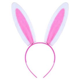 Pink & White Bunny Ears Headband