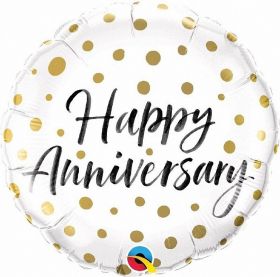 Happy Anniversary Gold Dots Foil Balloon 18''