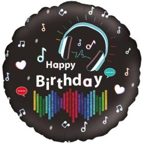 Music Media Birthday Foil Balloon 18"