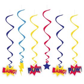 Superhero Swirl Decorations, pk6