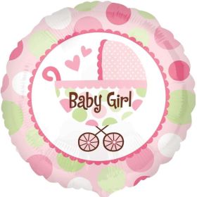 Pink Baby Girl Buggy Foil Balloon 18"