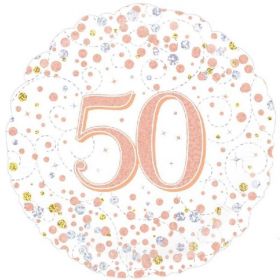 Rose Gold Sparkling Dots 50th Birthday Foil Balloon