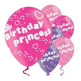 Birthday Princess Latex Balloons 11", pk6