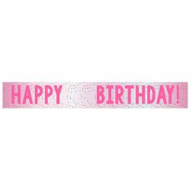 Pink Add and Age Happy Birthday Foil Banner 1.8m