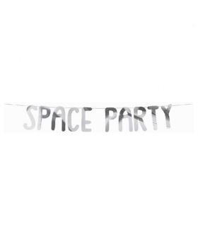 Silver Space Party Banner 1m