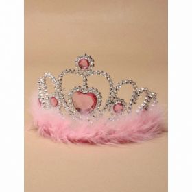 Inca Silver Plastic Tiara with Pink Heart Stone