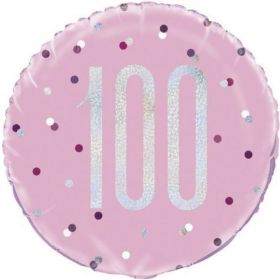 Glitz Pink Age 100 Foil Balloon 18"