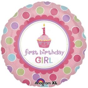 Sweet Little Cupcake Girl 1st Birthday Foil Balloon 17"