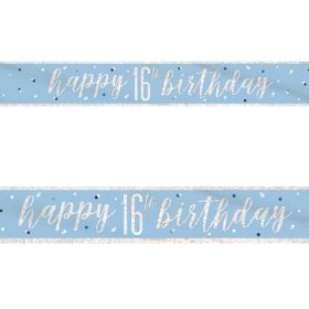 Glitz Blue 16th Birthday Foil Banner