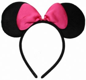 Black Minnie Mouse Ears with Pink Bow