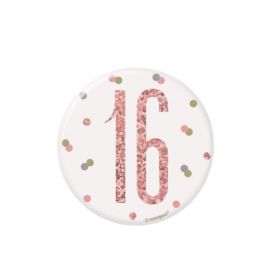 Glitz Rose Gold Age 16 Badge 7.5cm