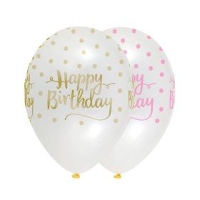 Pink Chic Happy Birthday Latex Balloons 12''