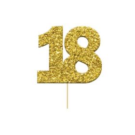 Glitter Gold 18 Numeral Cupcake Toppers, pk12