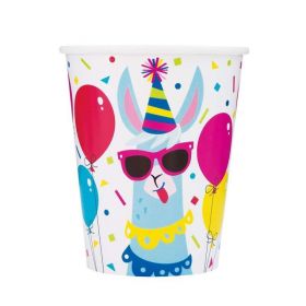 Llama Birthday Party Cups 270ml, pk8