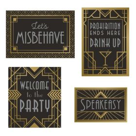 Roaring 20's Party Wall Decorations, pk4