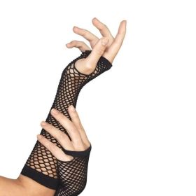Black Fishnet Fingerless Gloves, Long