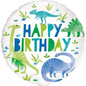 Blue & Green Dinosaur Party Foil Balloon 18"