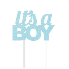 Blue Glitter Its a Boy Cake Topper