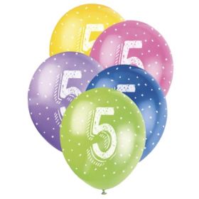 Age 5 Birthday Latex Balloons 12"