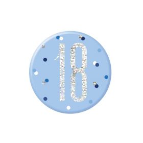 Glitz Blue Age 18 Badge 7.5cm