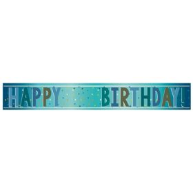 Blue Add and Age Happy Birthday Foil Banner 1.8m
