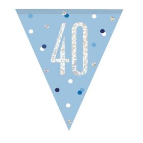 Glitz Blue 40th Birthday Flag Banner 2.74m