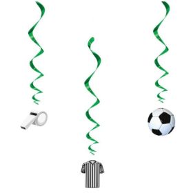 Football Party Hanging Swirl Decorations 66cm, pk3