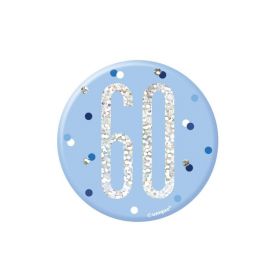 Glitz Blue Age 60 Badge 7.5cm