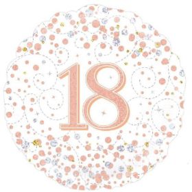 Rose Gold Sparkling Dots 18th Birthday Foil Balloon 18"