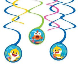 Baby Shark Party Swirl Decoration, pk6