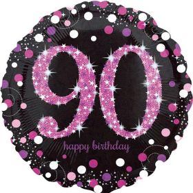 Pink Sparkling Celebration 90th Birthday Foil Balloon 18"