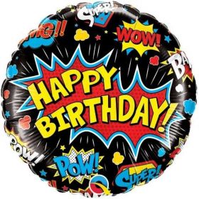 Superhero Foil Balloon Black 18"