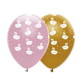Swan Party Latex Balloons 12", pk6