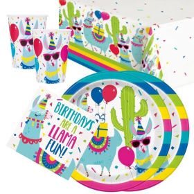 Llama Birthday Tableware Party Pack for 16