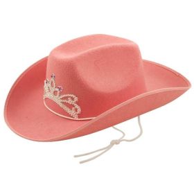 Adult Pink Cowboy Hat with Tiara