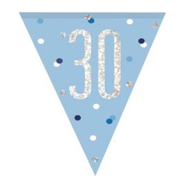 Glitz Blue 30th Birthday Flag Banner 2.74m