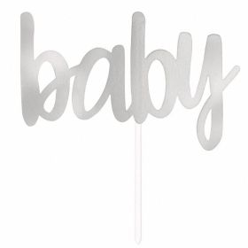 Silver ''Baby'' Cake Topper Pick