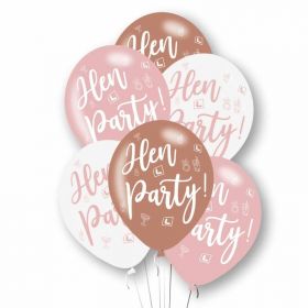 Rose Gold Hen Party Latex Balloons 12", pk6