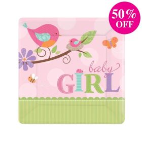 8 Tweet Baby Girl Pink Baby Shower Dessert Plates