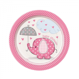 Umbrellaphants Pink Baby Shower Dessert Plates