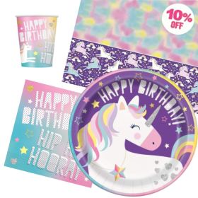 Unicorn Birthday Party Tableware Pack for 8