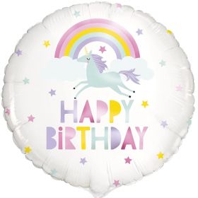Rainbow & Unicorn Happy Birthday Foil Balloon 18"