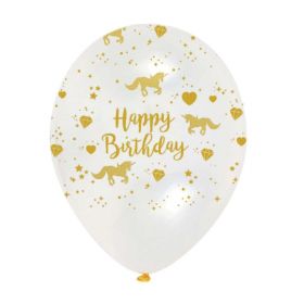 6 Unicorn Sparkle Crystal Clear Latex Balloon 12"