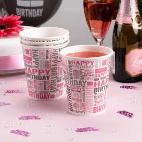 Happy Birthday Pink Cups pk8