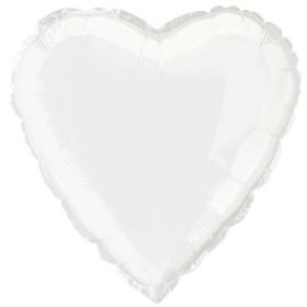 White Heart Foil Balloon 18"
