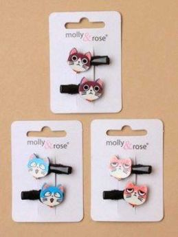 Cat face motif black Beak Clips