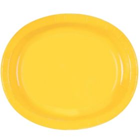 8 Sunflower Yellow Oval Serving Plates