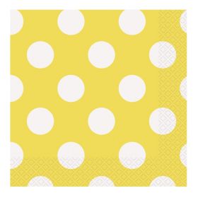 Yellow Polka Dot Party Napkins 33cm x 33cm, pk16