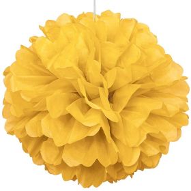 Yellow Paper Puff Ball Party Decoration 40cm