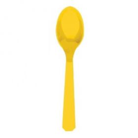 Sunshine Yellow Re-usable Plastic Spoons pk20